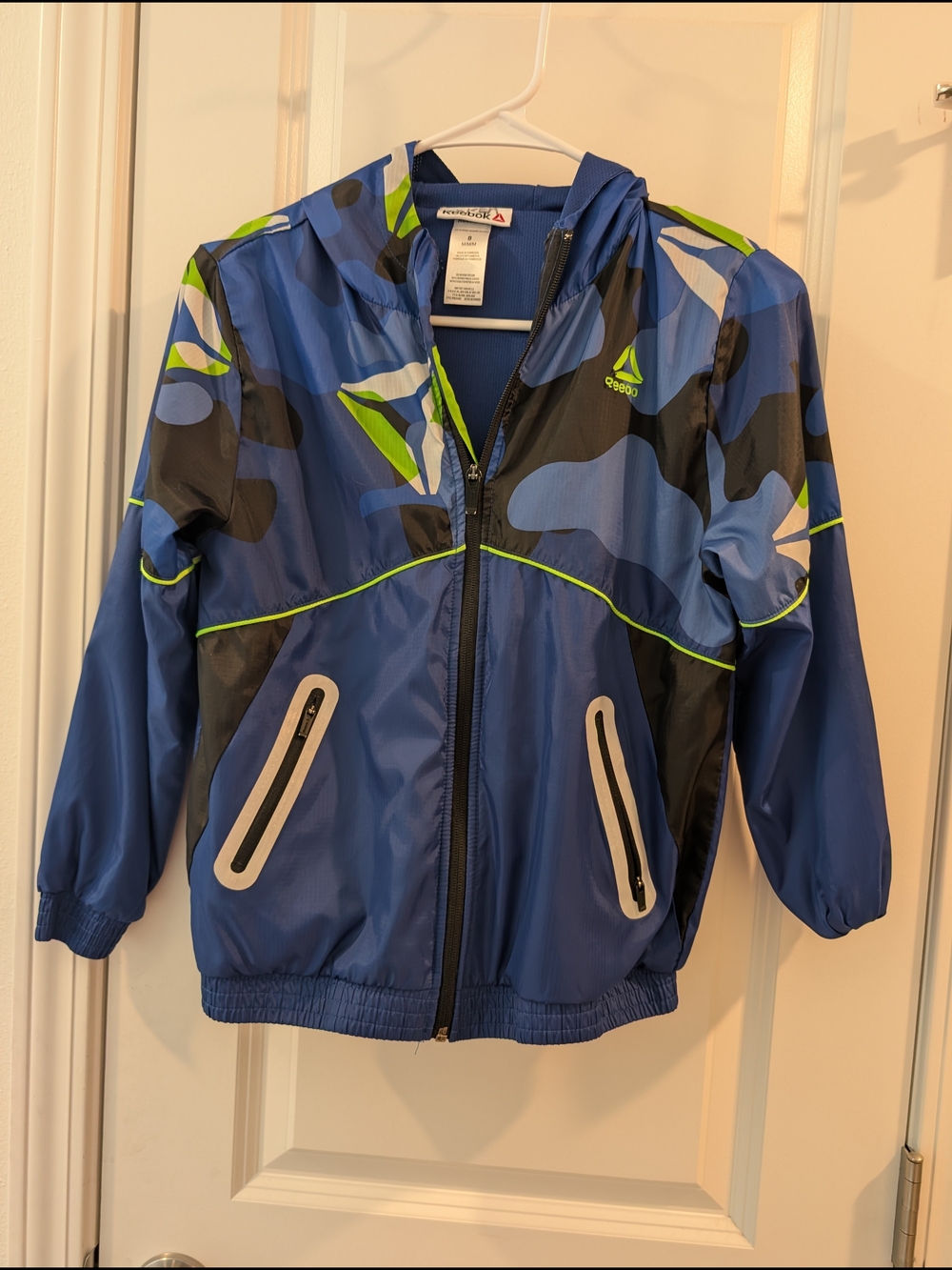 Reebok Blue, Black & Lime Green Kids Wind Jacket